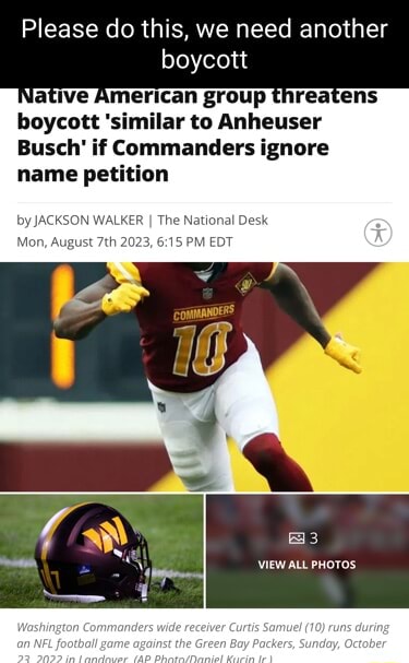 Native American group threatens boycott 'similar to Anheuser Busch' if  Commanders ignore name petition