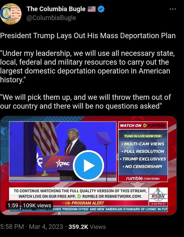 President Trump Lays Out His Mass Deportation Plan "Under My Leadership ...