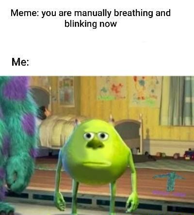 Meme: you are manually breathing and blinking now - iFunny