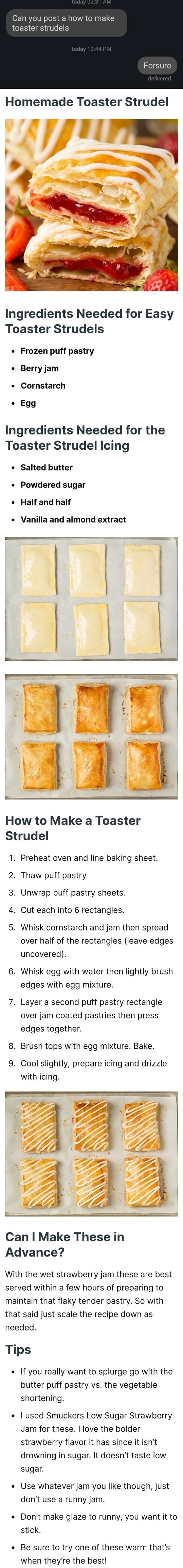 Can you post a how to make toaster strudels leday 12 Forsure Homemade