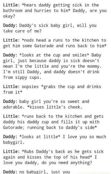 Little Hears Daddy Getting Sick In The Bathroom And Hurries To Him Daddy Are You Okay Daddy Daddy S Sick Baby Girl Will You Take Care Of Me Little Nods Head A Runs