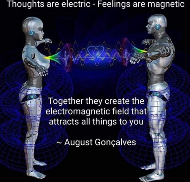 Thoughts are - Feelings are Together create the electromagnetic field that attracts all things to you ~ August Goncalves -