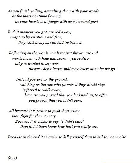 As you finish yelling, assaulting them with your words 4s the tears ...