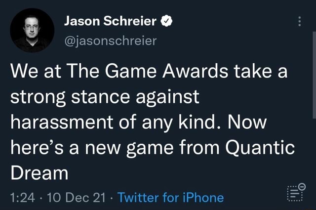 Jason Schreier @jasonschreier We At The Game Awards Take A Strong ...