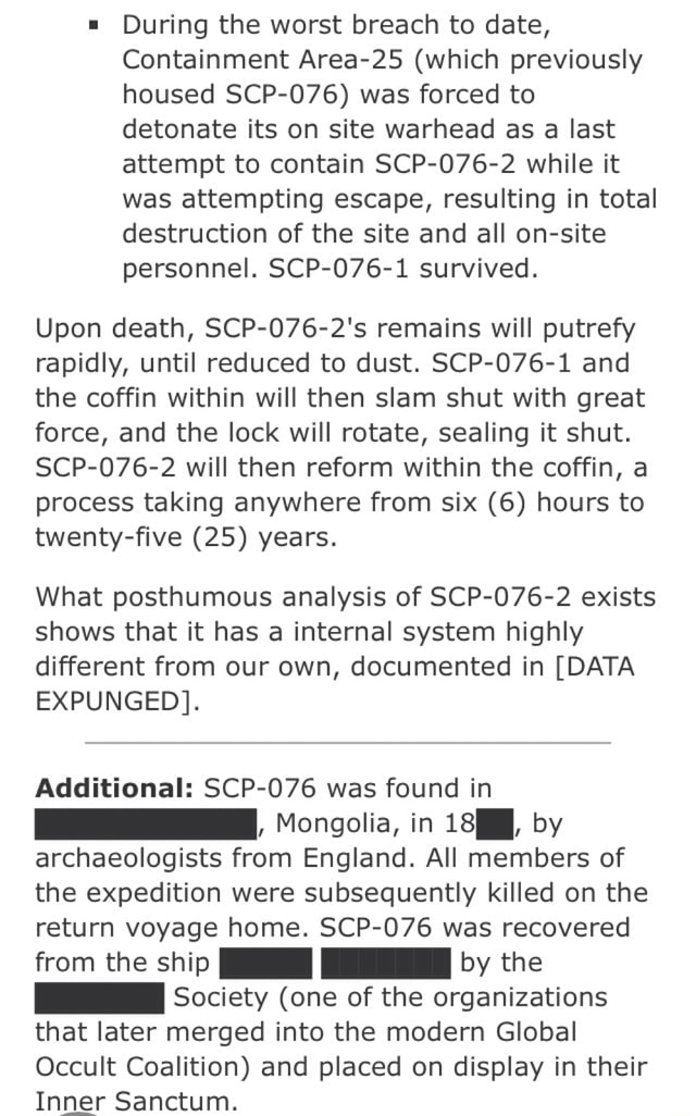 During The Worst Breach To Date Containment Area 25 Which Previously Housed Scp O76 Was Forced To Detonate Its On Site Warhead As A Last Attempt To Contain Scp O76 2 While It Was Attempting