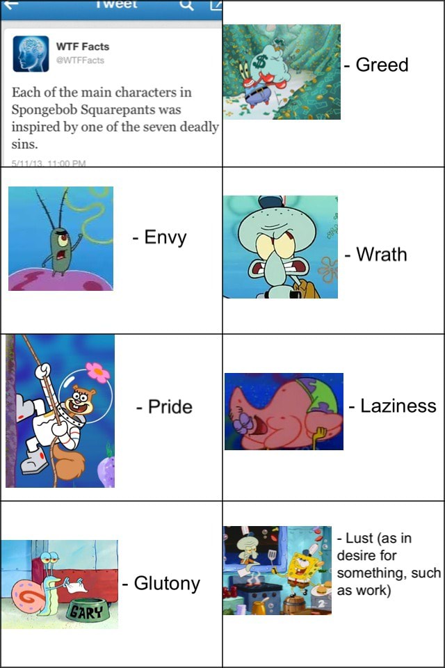 spongebob 7 sins