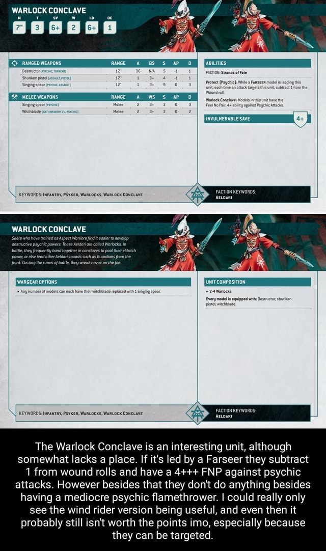 WARLOCK CONCLAVE ABILITIES FACTION Strands of Fate Shuriken pistol