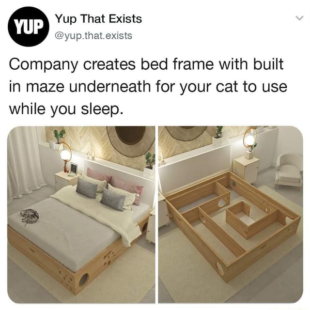 Yup That Exists Company creates bed frame with built in maze underneath for your cat to use