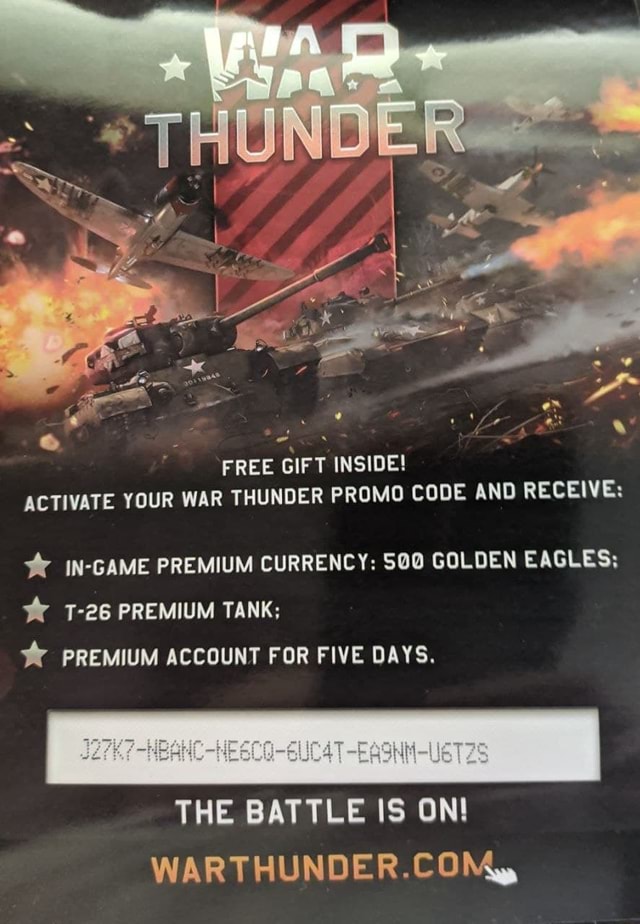 THUNDER FREE GIFT INSIDE! ACTIVATE YOUR WAR THUNDER PROMO CODE AND