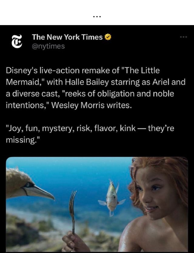 New York Times says Disney remake of 'The Little Mermaid' is lacking 'kink