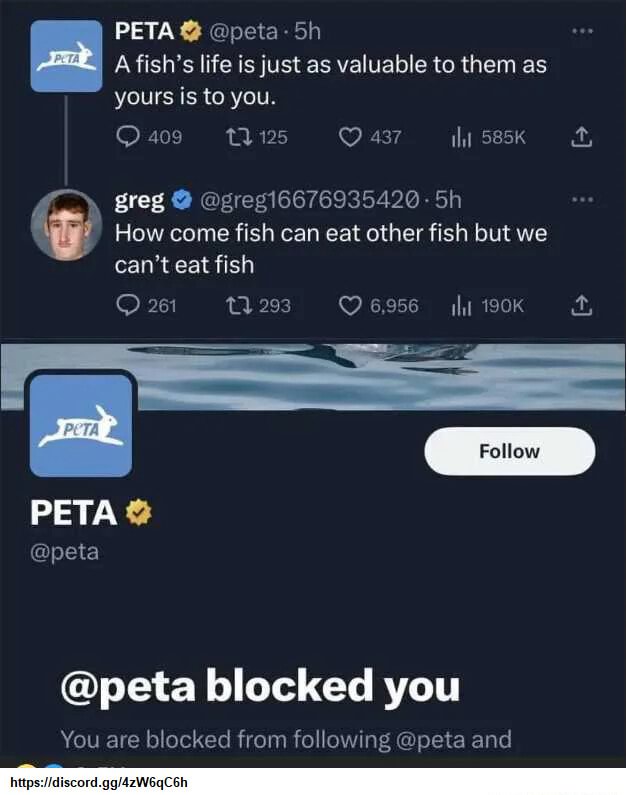 PETA peta fish's life is just as valuable to them as yours is to you