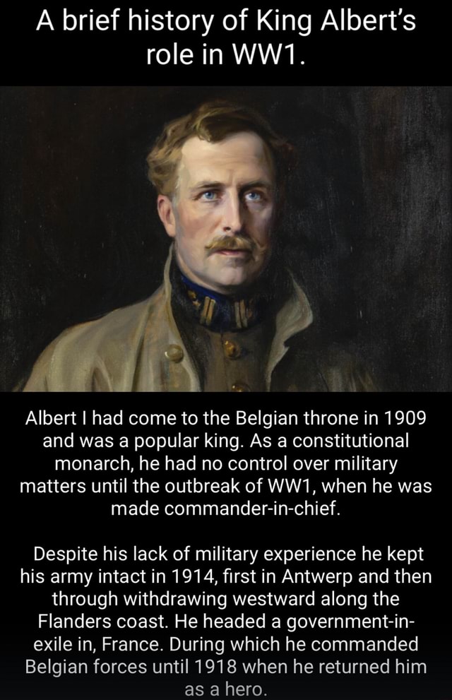 A brief history of King Albert's role in Albert I had come to the ...