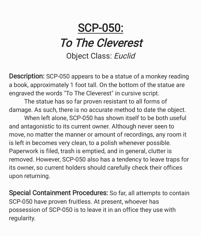 Что такое scp 050