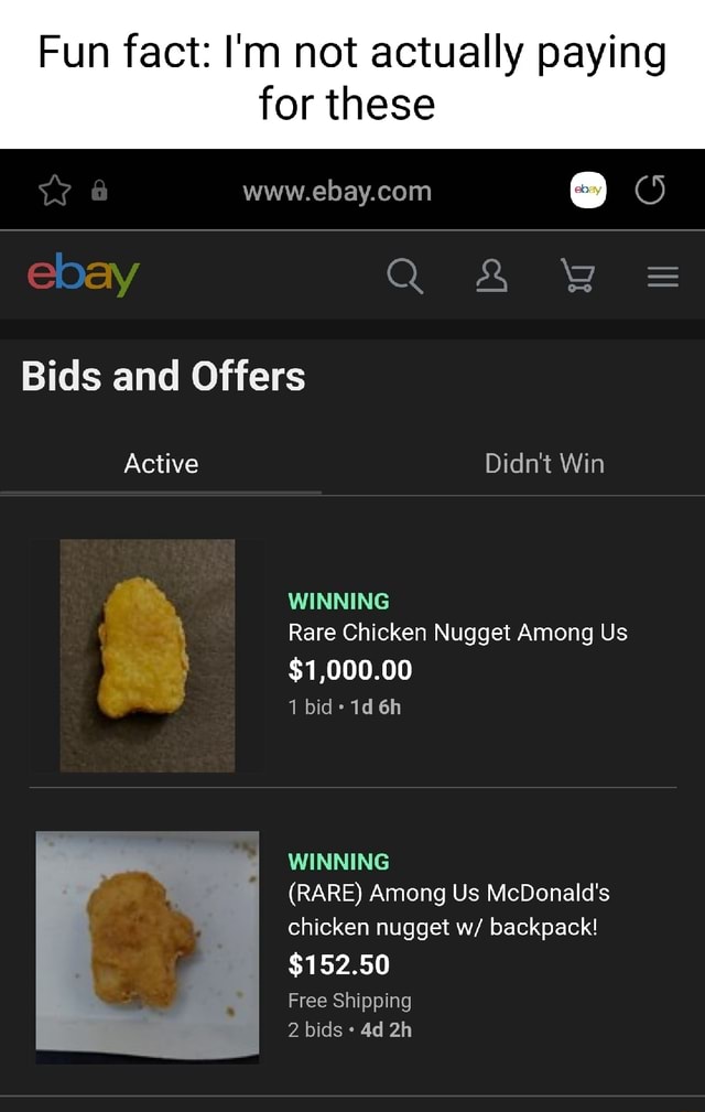 Fun fact I'm not actually paying for these ebay Q & Bids and Offers