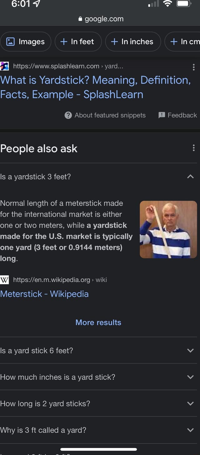 Images + In feet + In inches + Incm > yard... What is Yardstick