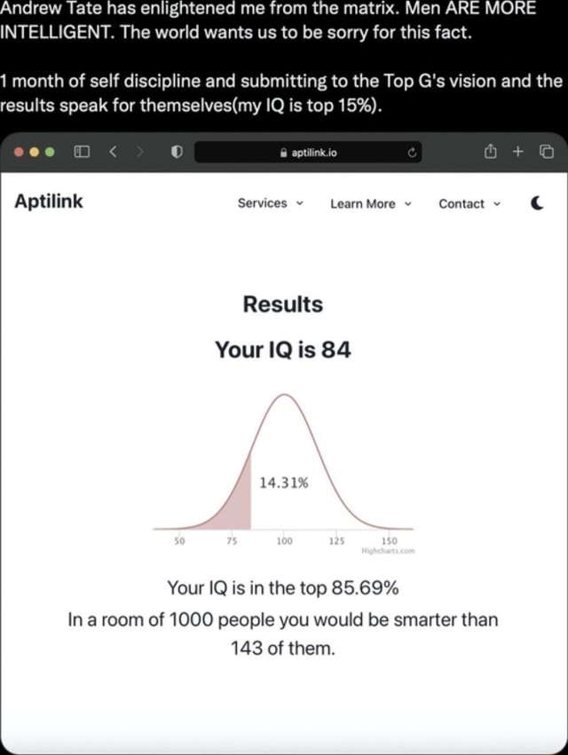 What's Andrew Tate's IQ?