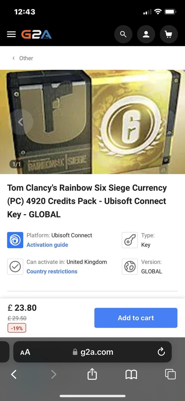 GEA Other Tom Clancy's Rainbow Six Siege Currency (PC) 4920 Credits