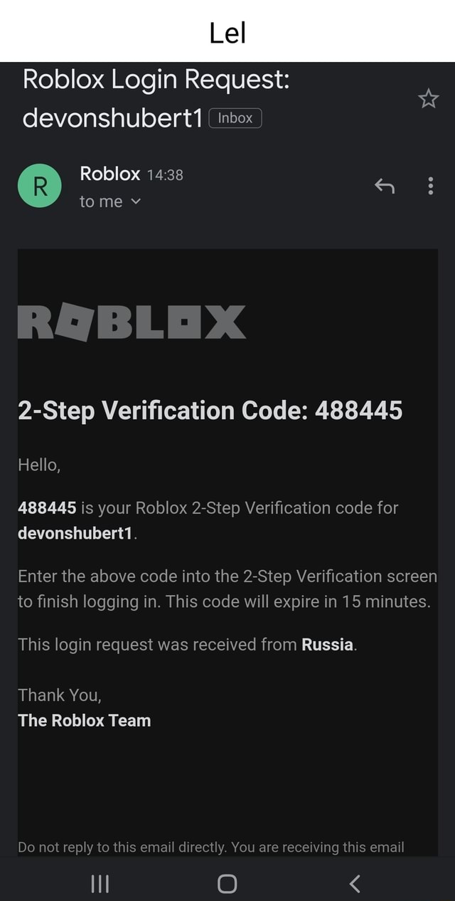 Lel Roblox Login Request: devonshubert1 inbox Roblox tome v 2-Step ...