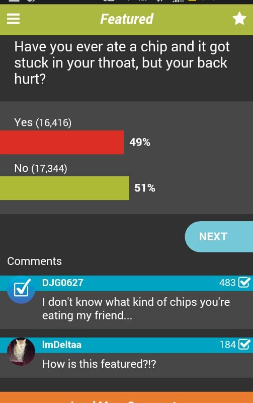 Have you ever ate a chip and it got stuck in your throat, but your back