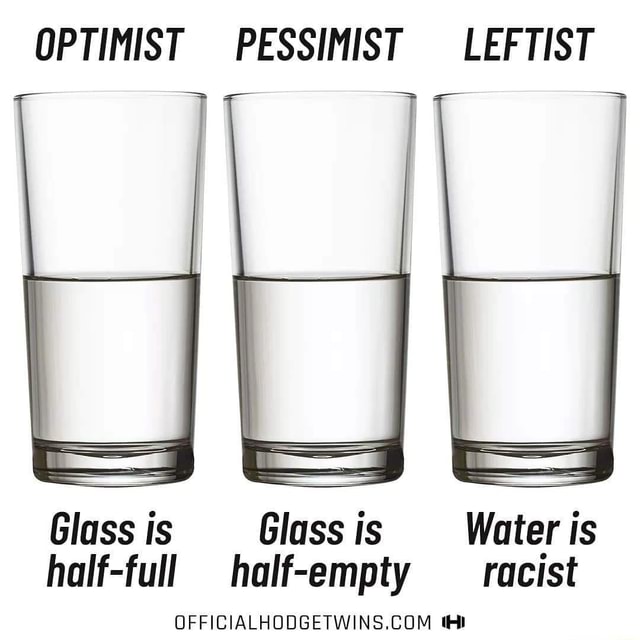 OPTIMIST PESSIMIST LEFTIST Glass is Glass is Water is half-full half ...