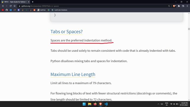 @ PEP Style Guide for Python x + pythonorg > Os s Tabs or Spaces ...