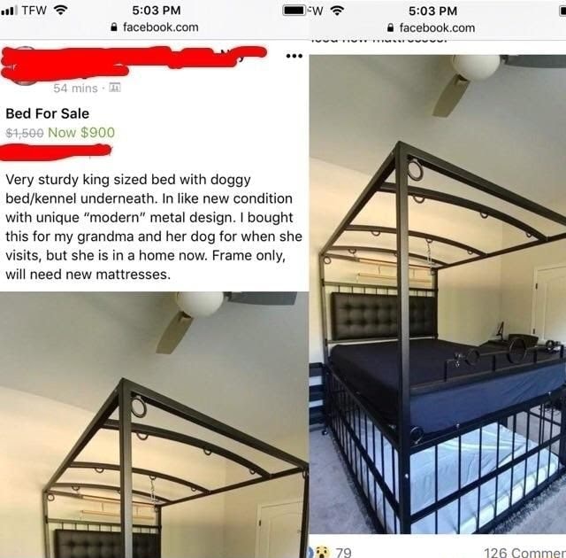 bed with kennel underneath