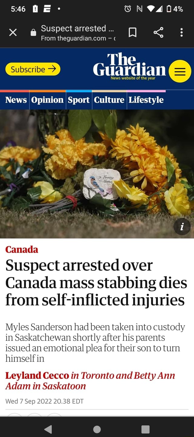 546 He ON 04 Suspect arrested From Guardian News Opinion Sport