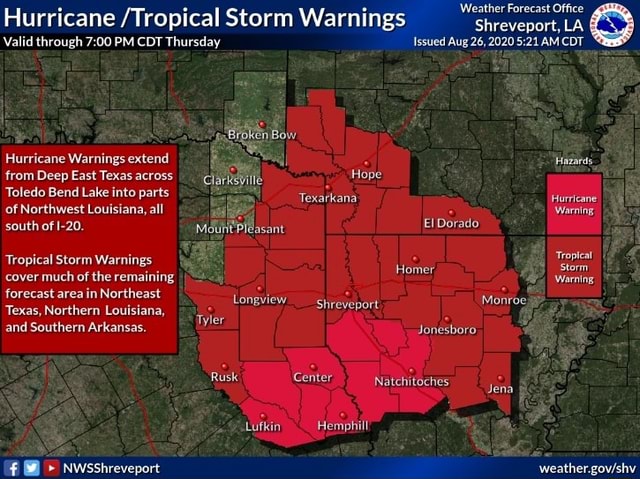 Hurricane /Tropical Storm Warnings Valid through PM CDT Thursday ...