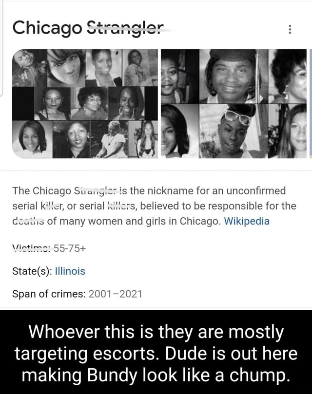 Chicago Strangler The Chicago Surangicr is the nickname for an