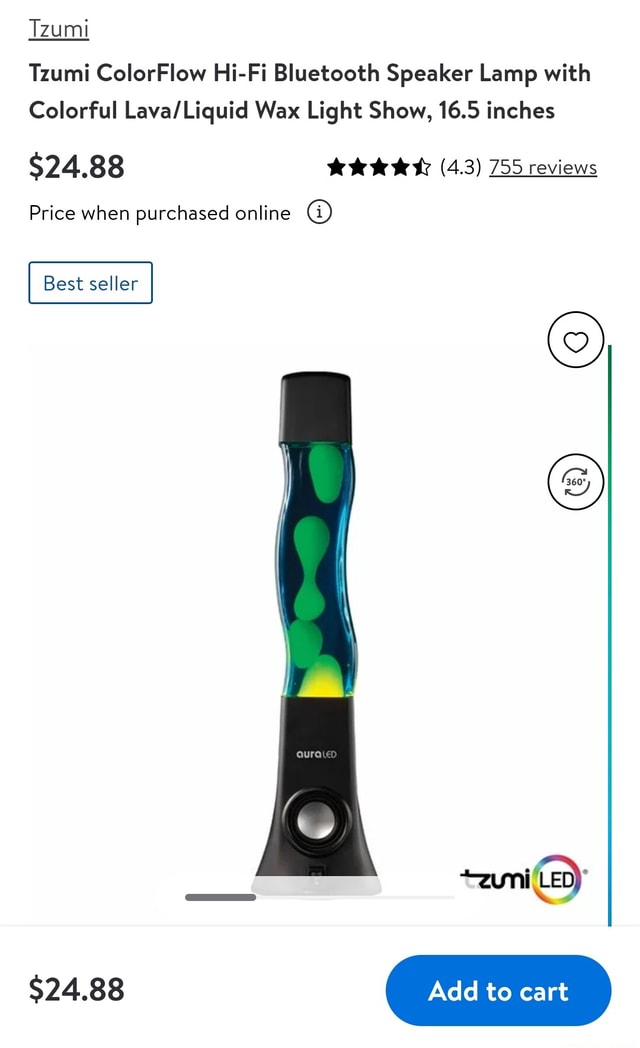 Tzumi Tzumi ColorFlow HiFi Bluetooth Speaker Lamp with Colorful Wax