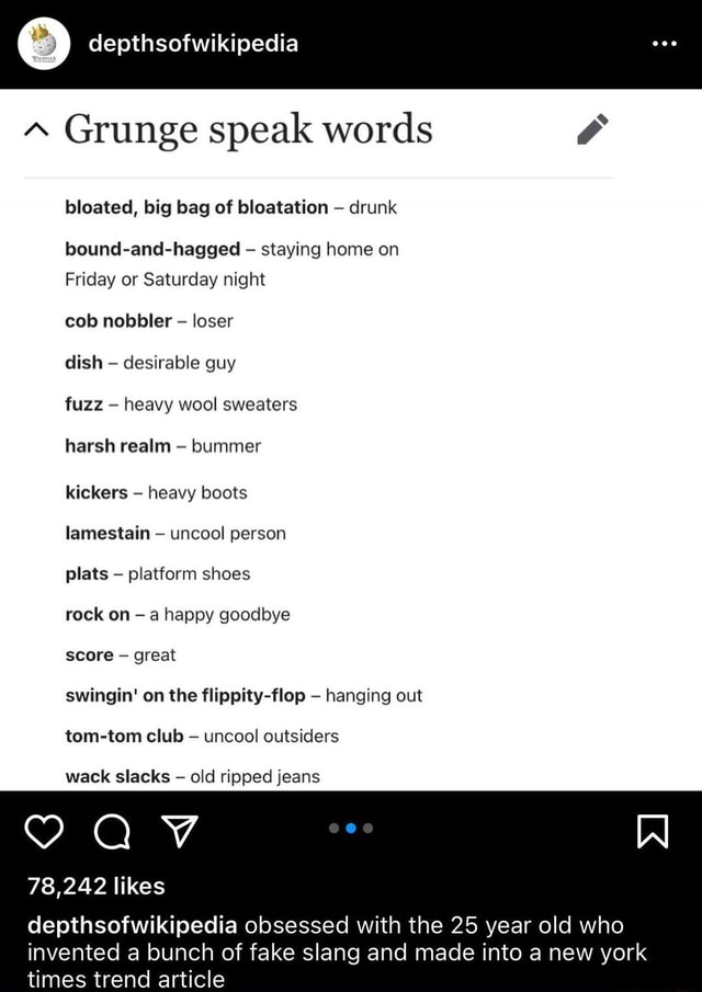 Depthsofwikipedia Grunge speak words bloated, big bag of bloatation