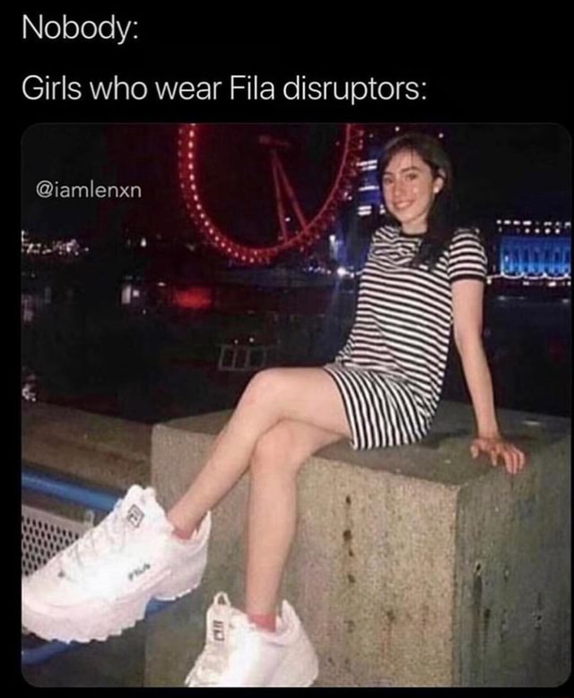 girl wearing fila shoes