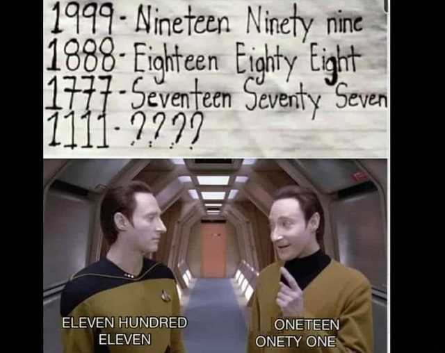 Te nine Eighteen Eighty Eight ELEVEN HUNDRED ONE