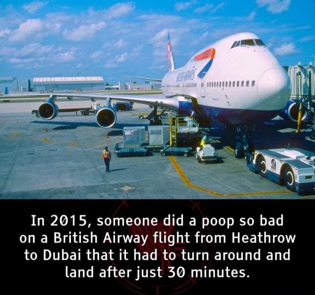 In 2015, someone did poop so bad on British Airway flight from Heathrow ...