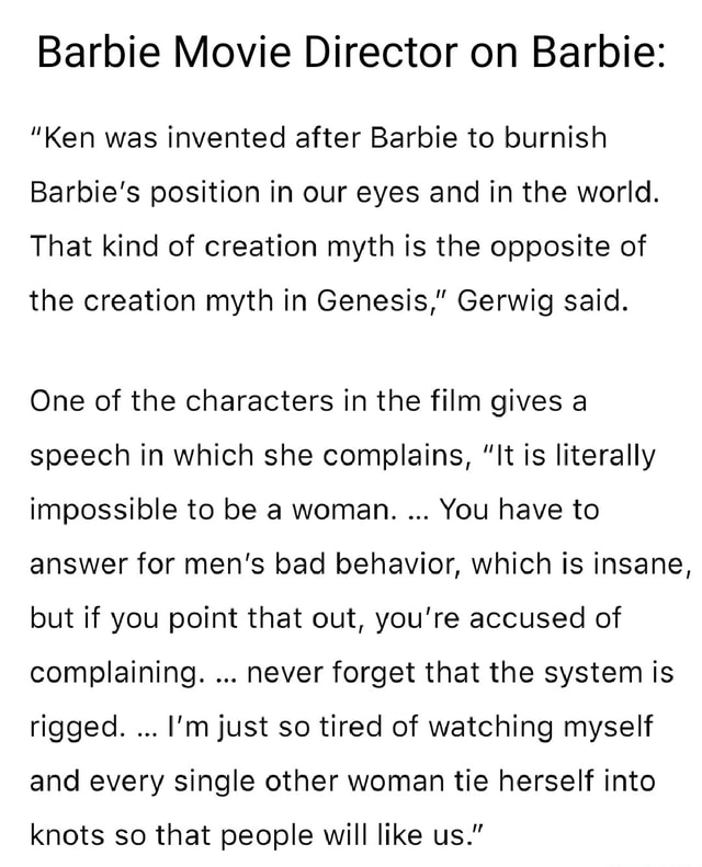 Barbie Movie Director on Barbie: “Ken was invented after Barbie to