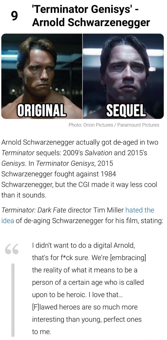 Terminator Age Arnold Schwarzenegger ORIGINAL SEQUEL Photo: Orion Pictures / Paramount ...