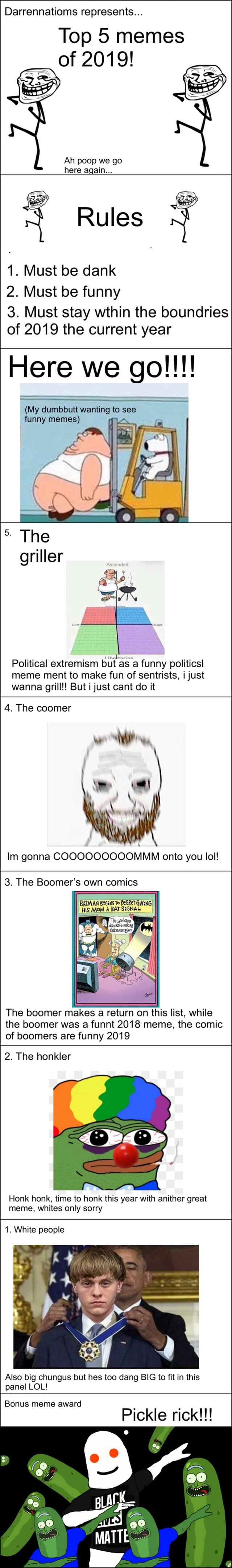 Darrennatioms represents... Top 5 memes Ah poop we go here aoain... 1 ...