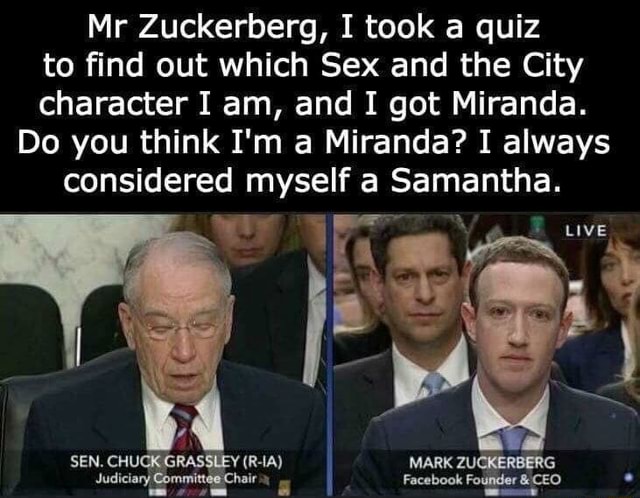 Mr Zuckerberg I Took A Quiz To Find Out Which Sex And The City Characteri Am And I Got Miranda 9030