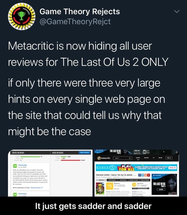 Game Theory Rejects Metacritic is now hiding all user reviews for The ...