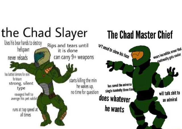 The Chad Slayer The Chad Master Chief Uses His Bear Hands To Destroy