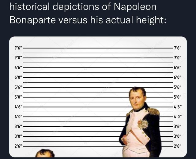 Historical depictions of Napoleon Bonaparte versus his actual height