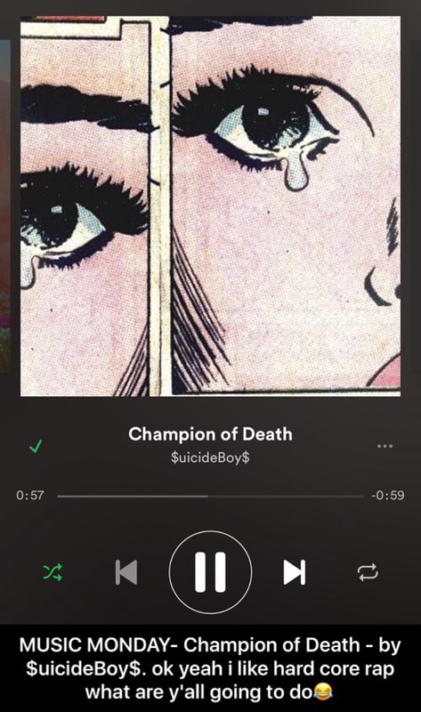 Champion of Death MUSIC MONDAY- Champion of Death - by $uicideBoy$. ok yeah i like hard core rap what are y'all going to doe MUSIC Champion of Death - by $