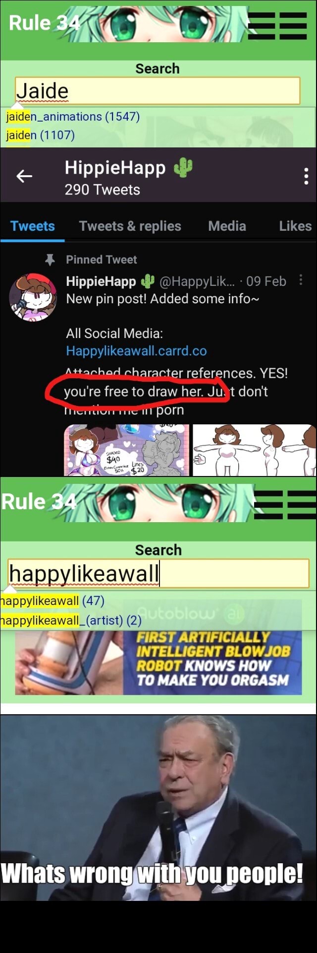 Search Rule 34 Jaide jaiden_animations (1547) jaiden (1107) HippieHapp ff :  290 Tweets Tweets Tweets & replies Media Likes Pinned Tweet HippieHapp  @HappyLik... 09 Feb New pin post! Added some info~ All