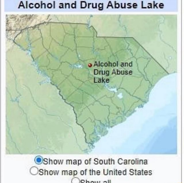 Alcohol and Drug Abuse Lake and Orug show map of South Carolina Shew
