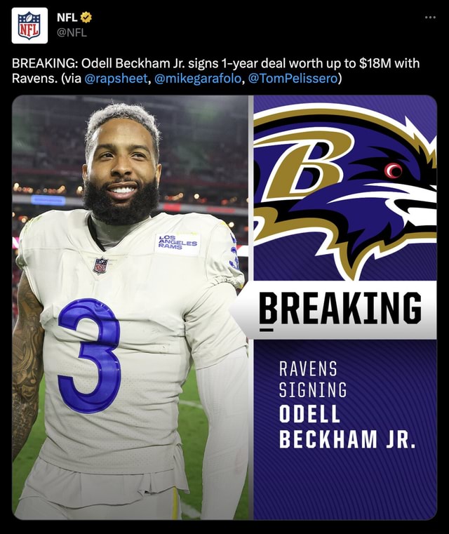 NFL on X: BREAKING: Odell Beckham Jr. signs 1-year deal worth up