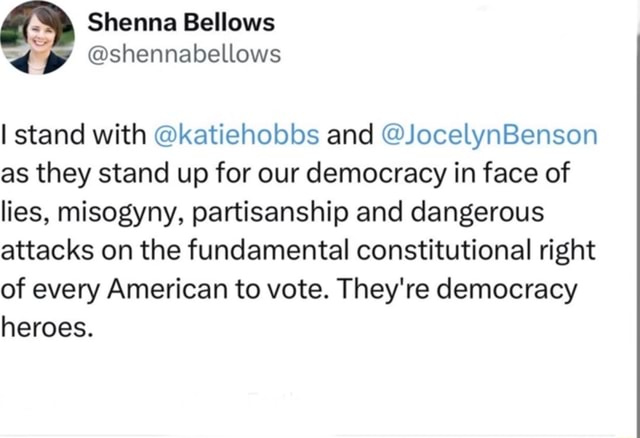 Shenna Bellows @shennabellows I Stand With @katiehobbs And ...