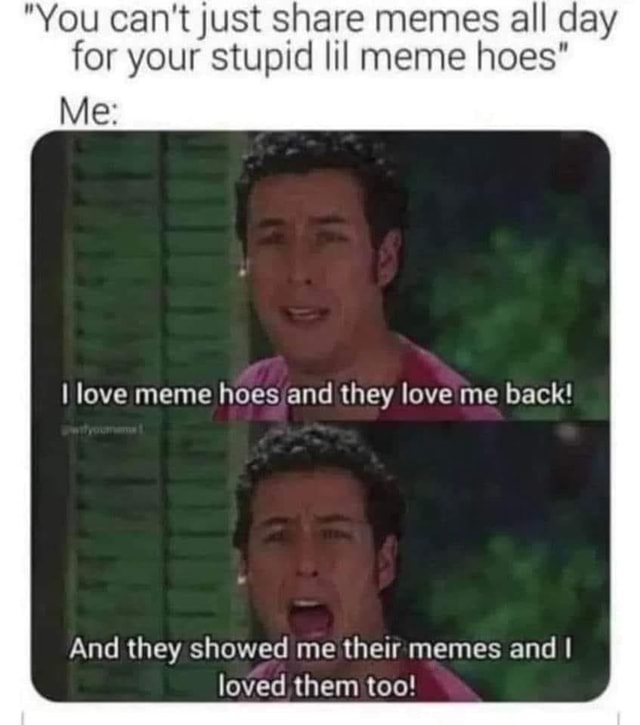 You can't just share memes all day for your stupid {il meme hoes