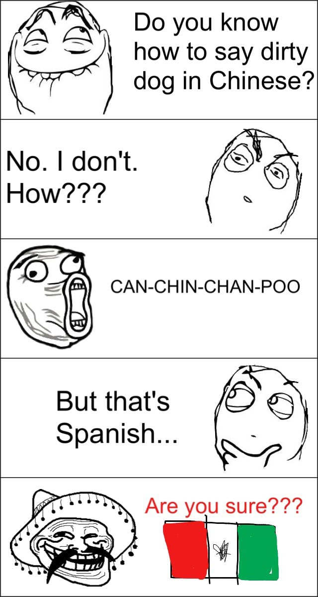 Do you know how to say dirty dog in Chinese? CANCHINCHANPOO But that