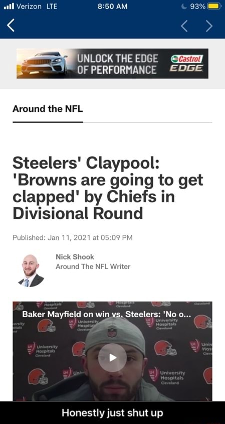 Steelers' Claypool predicts Browns 'get clapped next week' vs. Chiefs