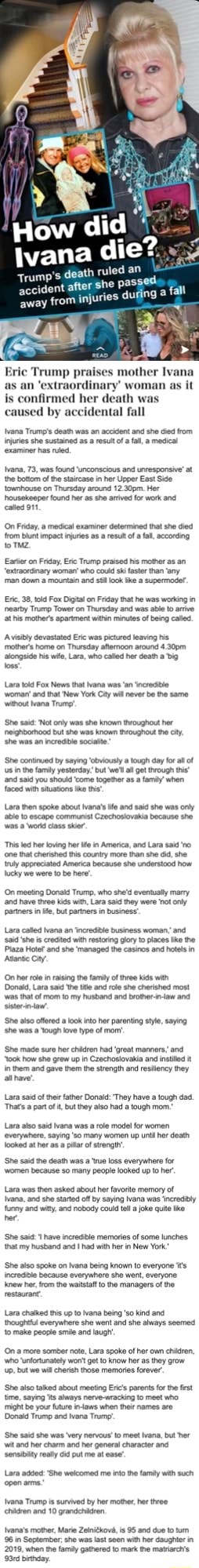 HOW DID IVANA TRUMP DIE INTERNET?? HMM?? 7/16-Sat-SnapChat - ruled an ...